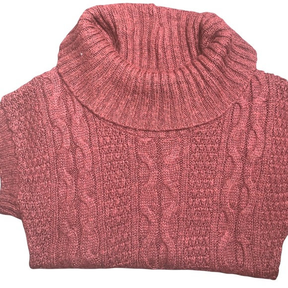 Forever 21 Womens Size S Cable Knit Sweater Cowl Neck Short Sleeve Burgundy - Picture 4 of 11